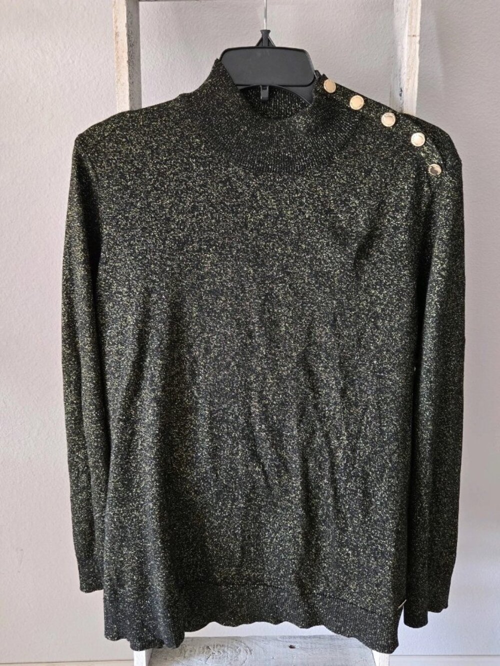 Calvin Klein Women's Long Sleeve Blouse Size L Golden Sparkling